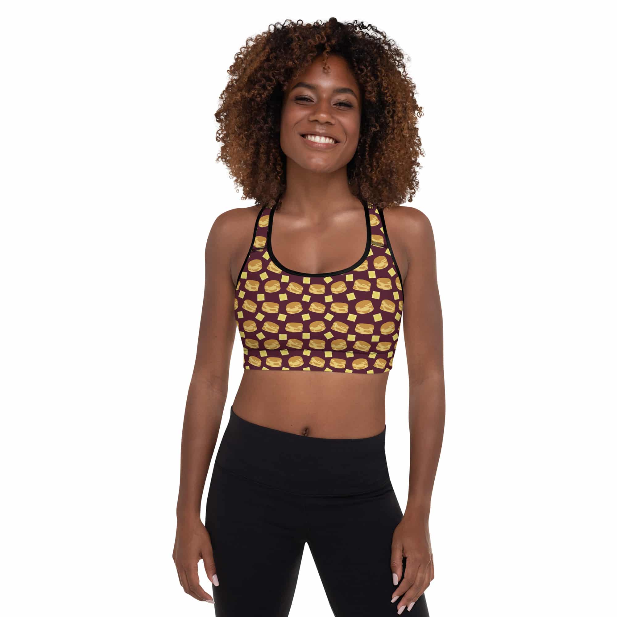 Buttermilk Biscuits Sports Bra Padded - Uncover West Virginia
